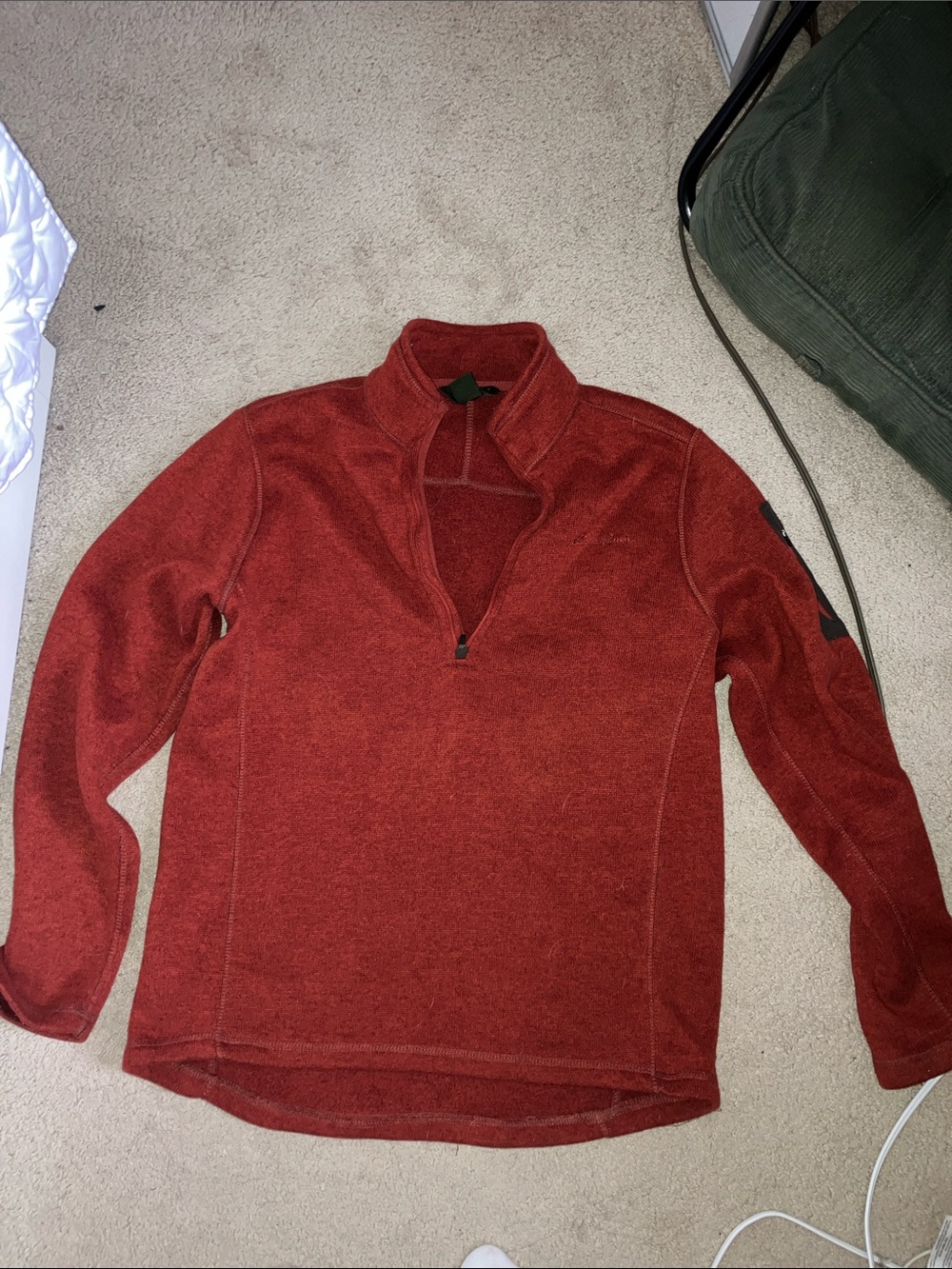 Men's Red Half-Zip Sweater Pullover
